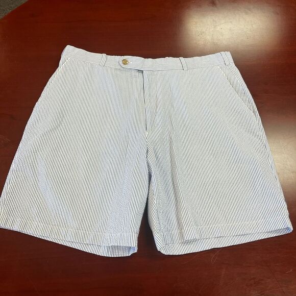 Peter Millar Blue & White Seersucker Shorts sz 38 EUC